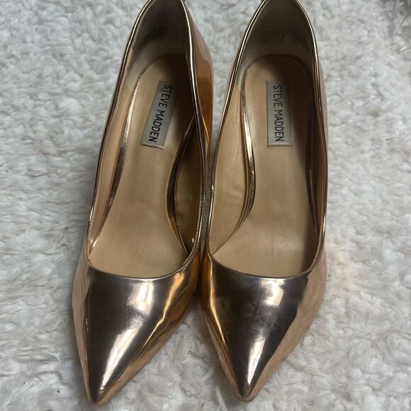 Steve Madden Daisie Rose Gold Patent faux leather slip on heels pointed toeSZ7.5 - Picture 3 of 13